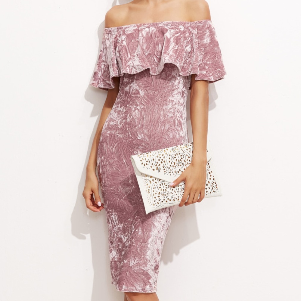 Free with any purchase-Off Shoulder Ruffle Dress - Picture 2 of 5